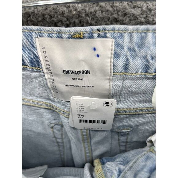 Free People BEST BLUE LACED BANDITS RELAXED JEANS Size 27 New - Picture 10 of 10